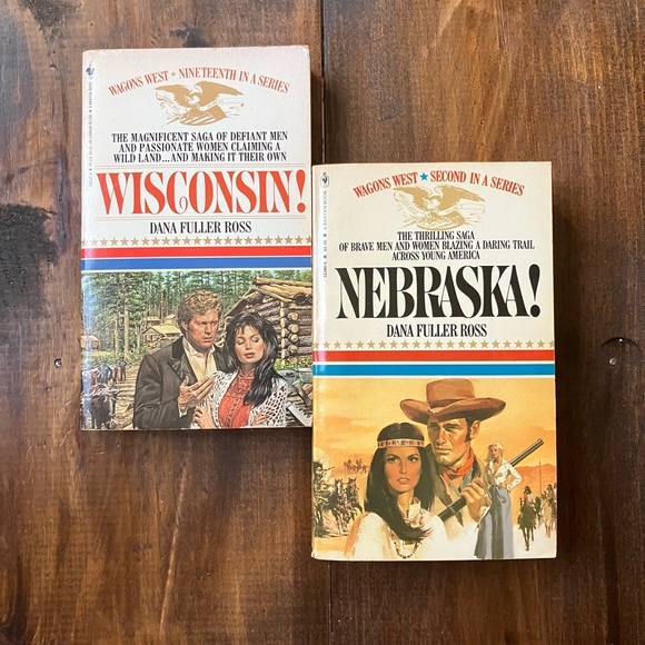 Wagons West! Paperback Duo - Nebraska! 1979 and Wisconsin! 1987 - Vintage Set - Picture 1 of 12